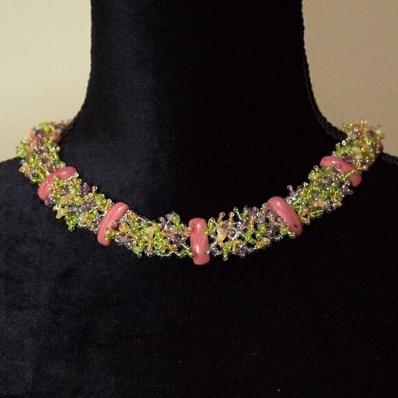 Jewelry - Seed bead&amethyst chocker necklace 